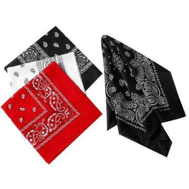 Imagem de Kit Bandana Lenço Estampado Classica Unissex 55X55Cm Adulto - HHW, Pre
