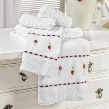 Imagem de Jogo de Banho Felicita Bordado com Passa Fita 05 Peças 90% Algodão - B