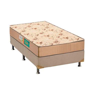 Imagem de Cama Box Solteiro: Colchão Espuma D33 Polar Pérola + Base Crc Suede Clean(88x188)