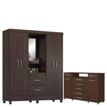Imagem de Guarda Roupa Casal Lord com Cômoda London Café - Demóbile - Demobile