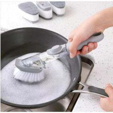 Imagem de Escova Dispenser Sabão Detergente Esfrega Panela Gordura Higienização 