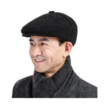 Imagem de Boina Masculina Grossa E Quente De Inverno, Cor Sólida Preto Cinza, Co