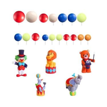 Imagem de Topo De Bolo Temático De Circo: Palhaço, Leão, Elefante, Leão Marinho,