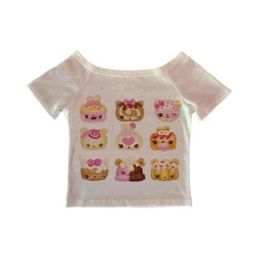 Imagem de Camiseta Feminina Y2K Retrô Anos 90 Com Estampa Gótica De Desenho Anim