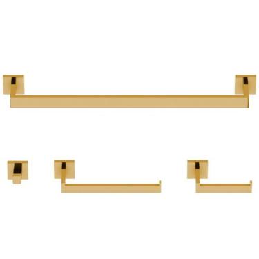 Imagem de Kit Acessórios Banheiro Lavabo Luxo Dourado Gold - GoldenX