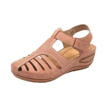 Imagem de Sandálias De Plataforma Vintage Para Mulheres plus Size, Com Fivela, E