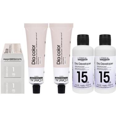 Imagem de Loreal Tonalizante Kit 2 Dia Color 1 Preto 60g 2 Rev. 15 vol. - Loreal