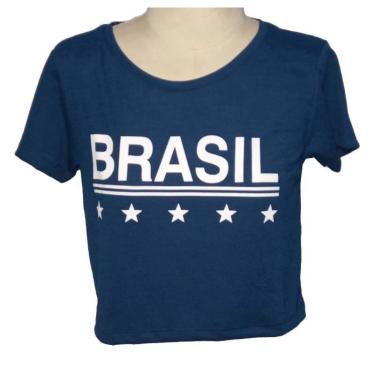 Imagem de Blusa cropped manga curta feminina brasil basic +