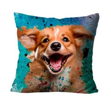 Imagem de Capa para Almofada Mdecore Vira-Lata Azul Decorativa - 45x45