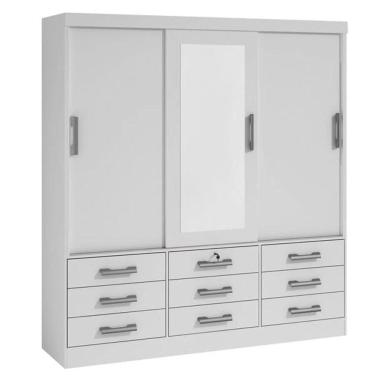 Imagem de Guarda Roupa Casal Esp 3 Portas 9 Gav Meridian-branco D`doro