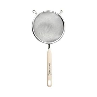 Imagem de Escorredor De Aço Inoxidável Com Cabo De Plástico, Peneira De Malha Fi