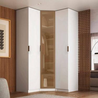 Imagem de Guarda Roupa de Canto Obliquo Reflecta 3 Portas Mdf Altezza Branco