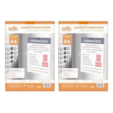 Imagem de Kit 2 Quadro Aviso Multiuso Expositor Cristal Folha A4 Dello