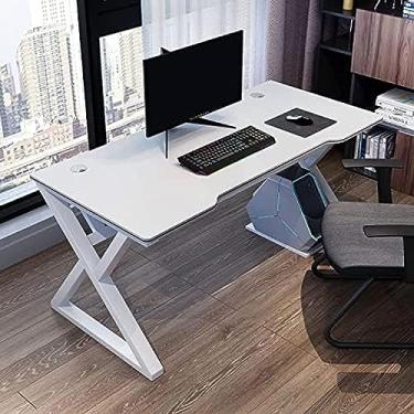 Imagem de Escrivaninha Para Computador, Escritório Em Casa, Estilo Moderno, Mesa Para Laptop, Para Escritório Em Casa, Mesas E Estações De Trabalho Com Moldura Preta, Mesa De Estudo Industrial,Branco,140cm,