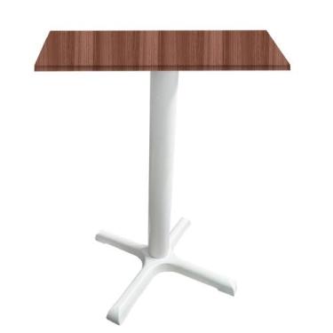 Imagem de Mesa Ômega Ferro Branco 74 cm (Alt) Base em X Tampo MDP Quadrado Walnu