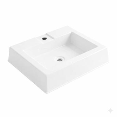 Imagem de Cuba Banheiro Apoio Quadrada Plástico Branca 46cm Lavabo Sobrepor