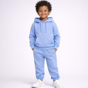 Imagem de Conjunto Moletom Infantil Canguru Menino Blusa e Calça Ajustável-Masculino