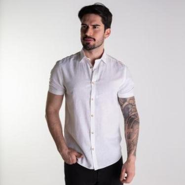 Imagem de Camisa Aramis Linho Slim Fit Branca Manga Curta-Masculino
