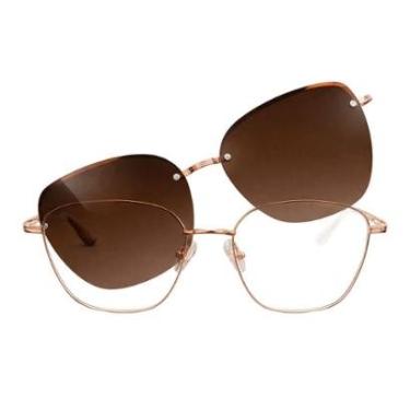 Imagem de Óculos de Grau com Clip On Solar Magnético 2 em 1 Proteção UV-Unissex