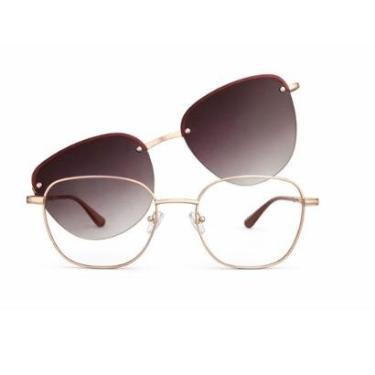 Imagem de Óculos de Grau com Clip On Solar Magnético 2 em 1 Proteção UV-Unissex