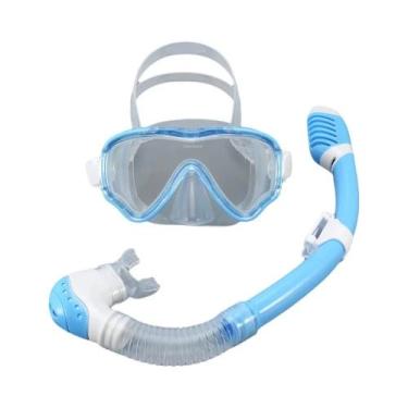 Imagem de Conjunto De Snorkel Antiembaçante Para Crianças Com Capa Para O Nariz,