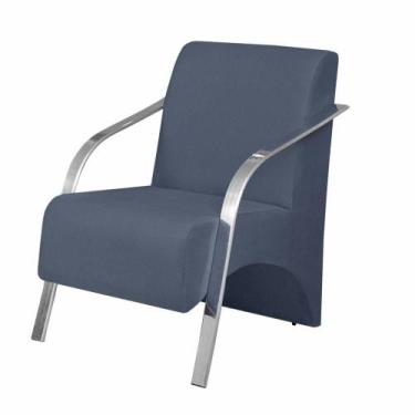 Imagem de Poltrona Vênus 1 Lugar Braço Alumínio Suede Azul Bic - D SALLA