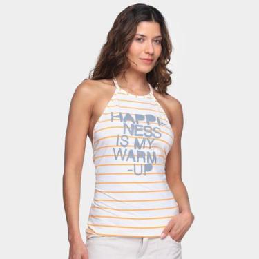 Imagem de Regata Reebok Y Striped Feminina, Bege, Cinza, M