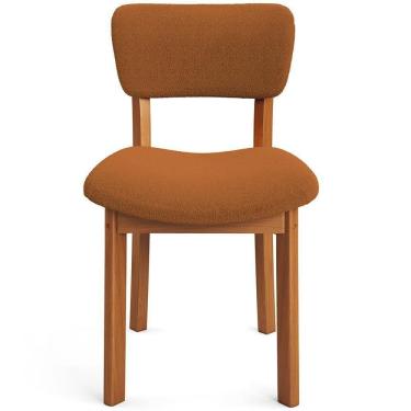 Imagem de Kit 04 Cadeiras Para Sala De Jantar Cozinha Living Estofada Dara L02 Bouclê Terracota - Lyam Decor