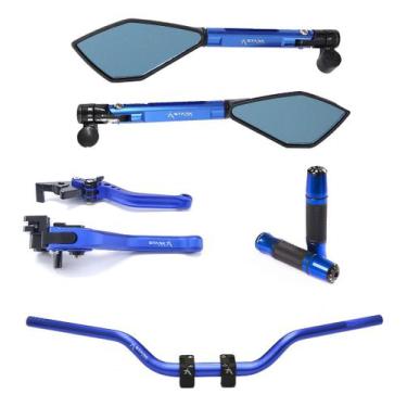 Imagem de Kit Guidão Naked Manopla Retrovisor Manete Hornet Cb 650f  - Stark Rac