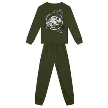 Imagem de Conjunto infantil em moletom de dinossauro Brandili-Masculino