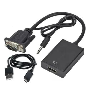 Imagem de Cabo Adaptador Conversor vga para hdmi 1080p Hd Tv Av Hdtv Áudio P2 - 