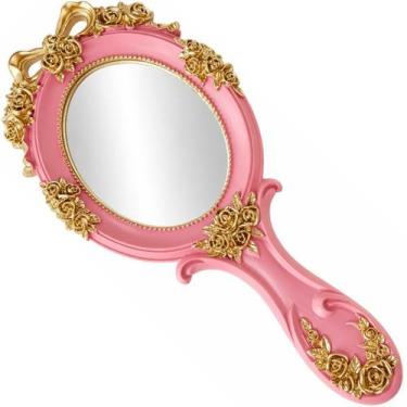 Imagem de Espelho Mão Oval Vintage Maquiagem Luxo Color Moldura Bela Fera Prince