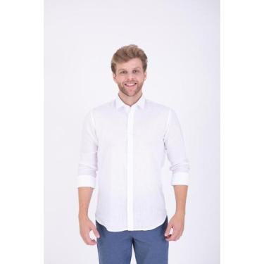 Imagem de Camisa Masculina Linho Manga Longa - JR, Branco, 3