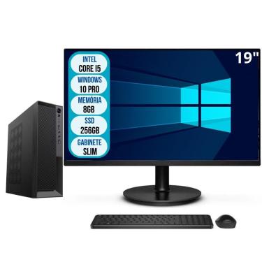 Imagem de Computador Completo Slim Intel Core i5 8GB ssd 256GB Wifi Windows 10 Pro Monitor 19 3gr...