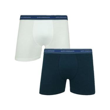 Imagem de Kit C/2 Cueca Boxer Lupo 523 box cotton algodão, Marinho, Branco, GG