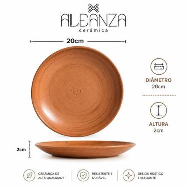 Imagem de Conjunto com 6 Pratos de Sobremesa Alleanza em Cerâmica  Terracota Rús