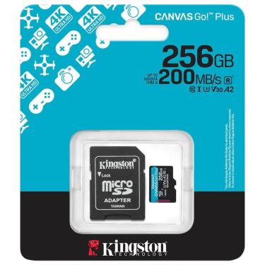 Imagem de Cartão de Memória Micro Sd Canvas Go Plus U3 C10 V30 A2 256GB SDCG4-256GB para Vídeo 4K Kingston