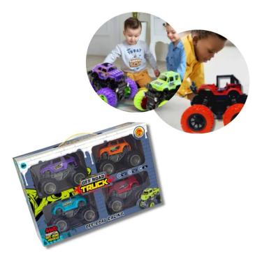 Imagem de Maleta com 4 Carrinhos Monster Truck para Transporte e Armazenamento de Brinquedo DDG Toys