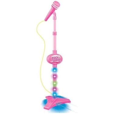Imagem de Microfone Pedestal Rock Show Rosa Com Luzes - DM Toys  DMT5898