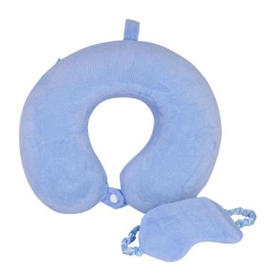 Imagem de Kit Viagem - Travesseiro E Tapa Olho CAA Toys -, Azul claro