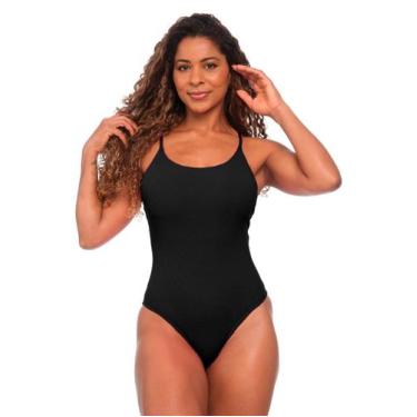 Imagem de Maiô Feminino Texturizado Cavado Asa Delta Costas Cruzadas Pedras Luxo