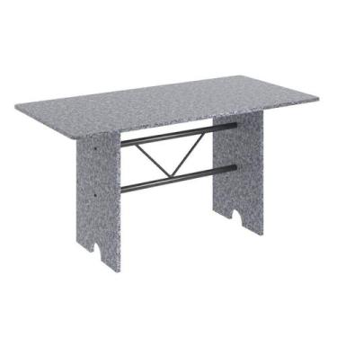 Imagem de Mesa para Cozinha 140x75cm Tampo Granito Prata/Martelado/Ocre - Soma M