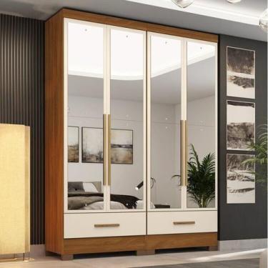 Imagem de Quarto Modulado 100% MDF 2 Peças 4 Portas 2 Gavetas com Espelhos Smart
