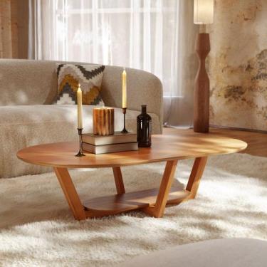 Imagem de Mesa de Centro Oval para Sala de Estar Elegance Nature Marrom - Tebarr