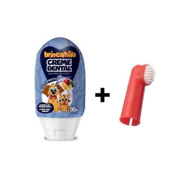 Imagem de kit creme dental e dedeira brincalhão para cães e gato  90g Sabores - 
