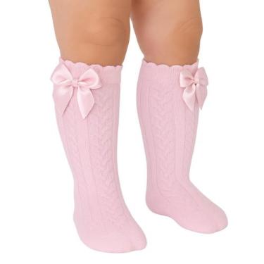 Imagem de Meia Infantil Bebê 3/4 Texturizada com Laço Selene, 17 a 20, Rosa clar