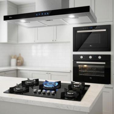 Imagem de Kit Fischer Infinity Microondas e Forno de Embutir Cooktop 5 Bocas Tri