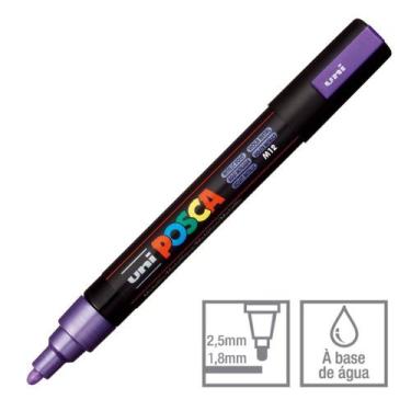 Imagem de Caneta Posca Marcador PC-5M Violeta Metálico M12 Uni-Ball - Uni Ball
