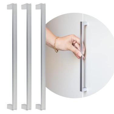 Imagem de Kit 3 Puxador De Gaveta Alça Comoda Moveis Retro Space 384mm (Cromado Fosco)