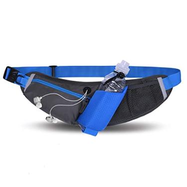 Imagem de Bolsa de cintura para corrida de hidratação com suporte para garrafa de água Pacote de roupas esportivas ajustáveis reflexivas para corrida, ciclismo, caminhada - azul